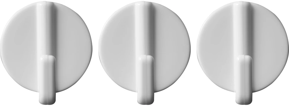 Kabliukai klijuojami plastmasiniai apvalūs balti Vorel | 3vnt. (max 1kg)