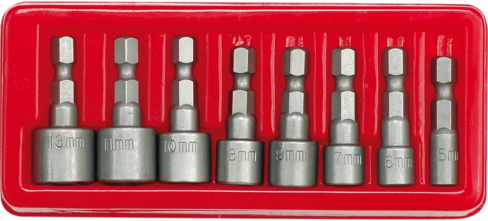 Toya Sa Poland VOREL atsuktuvų galvutės 5-13 mm, 1/4 colio tvirtinimas, 8 vnt. rinkinys.
