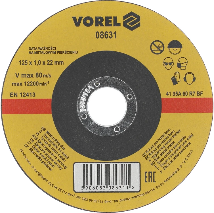 VOREL TARCZA DO CIĘCIA METALU 125 x 1,0 x 22,2mm 08631