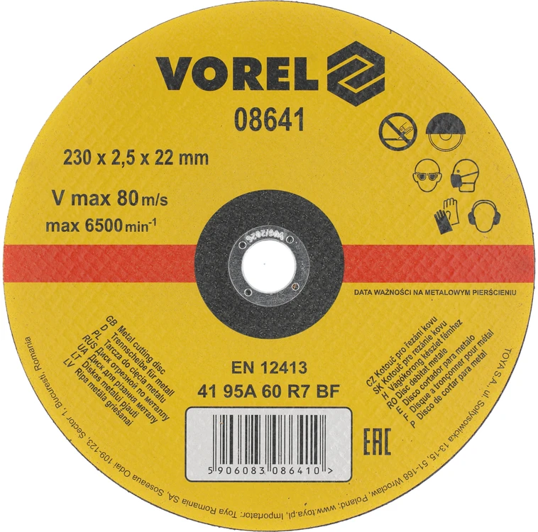 VOREL TARCZA DO CIĘCIA METALU 230 x 2,5 x 22,2mm 08641