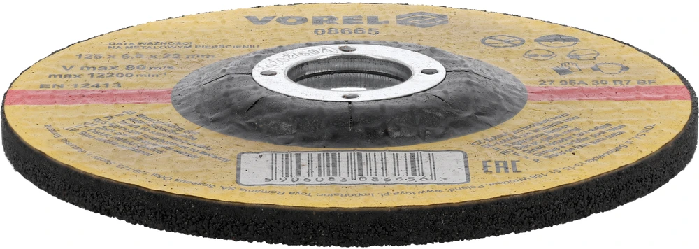 VOREL TARCZA DO SZLIFOWANIA METALU 125 x 6,8 x 22,2mm 08665
