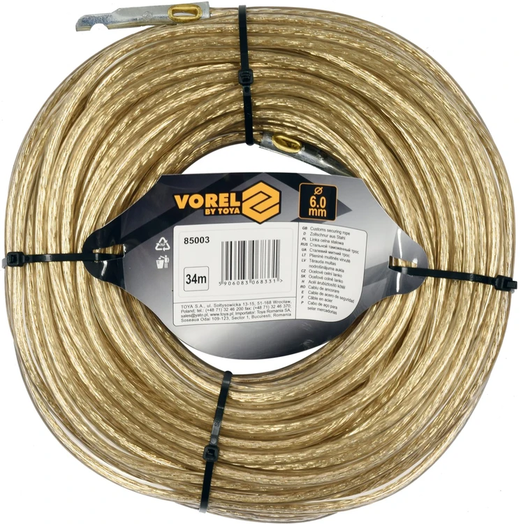 Vorel Toya Sa Poland Muitinės trosas | plieno | su antgaliu | 6 mm / 34 m (85003)