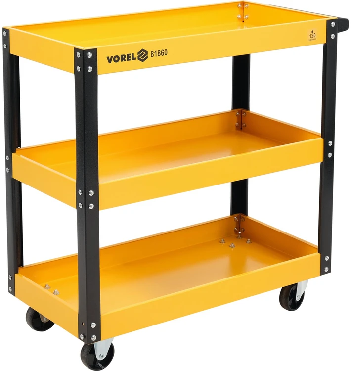 Vorel Vežimėlis įrankiams 3 lentynos, plieno, 120kg, metalinis, mobilus įrankių vežimėlis