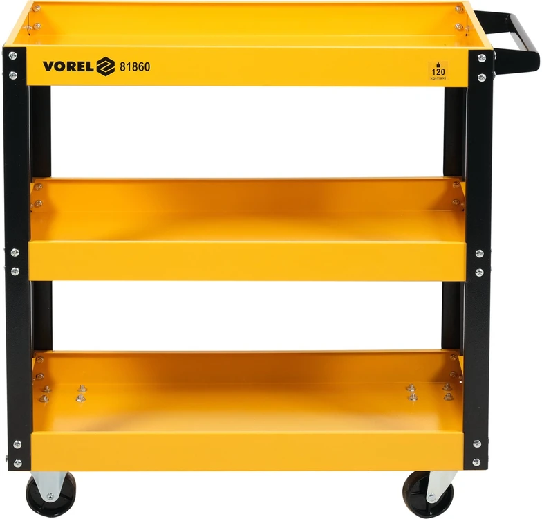 Vorel Vežimėlis įrankiams 3 lentynos, plieno, 120kg, metalinis, mobilus įrankių vežimėlis
