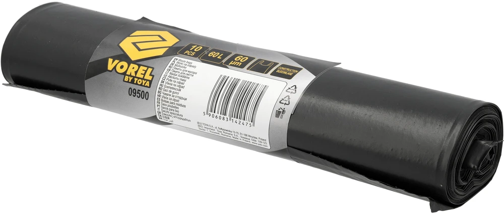 VOREL MAIŠAI STATYBINĖMS ATLIEKOMS SU RANKENOMIS 60L 60µm/ 10vnt