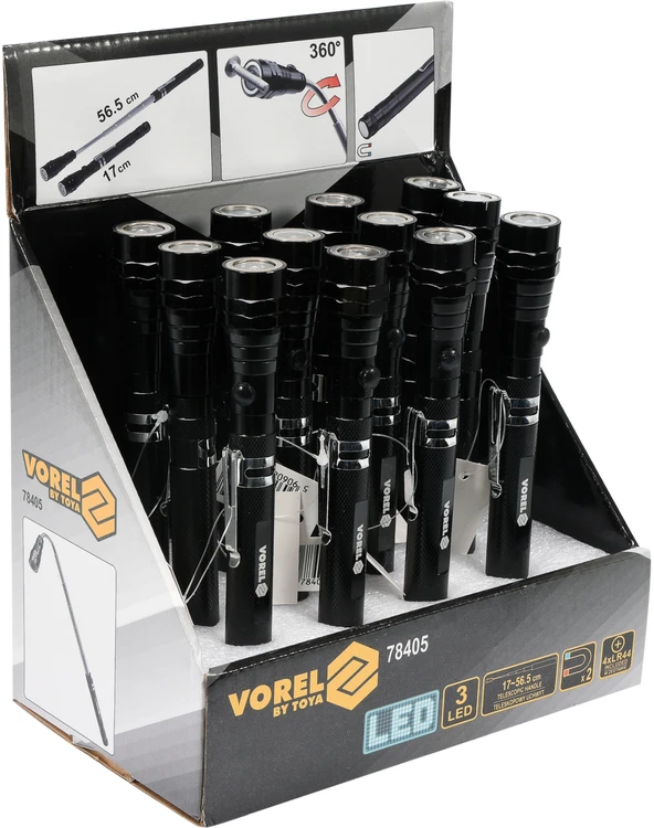 VOREL TELESKOPAS GRIEBENYS 56.5cm SU MAGNETU IR LED 78405