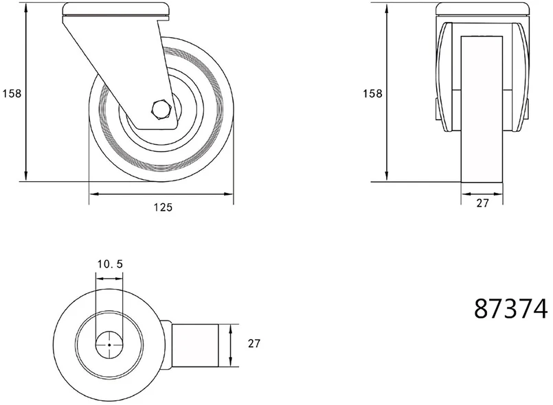 Vorel Vairas 125mm SU PILKA GUMA IR MONTAVIMO ANGA