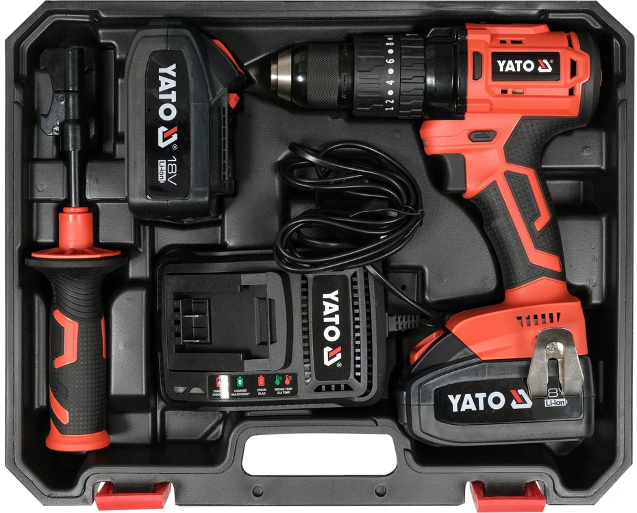 YATO smūginis suktuvas-gręžtuvas 18V LI-ION 82791 / 2x3,0Ah 75Nm / SILNIK bešepetėlinis