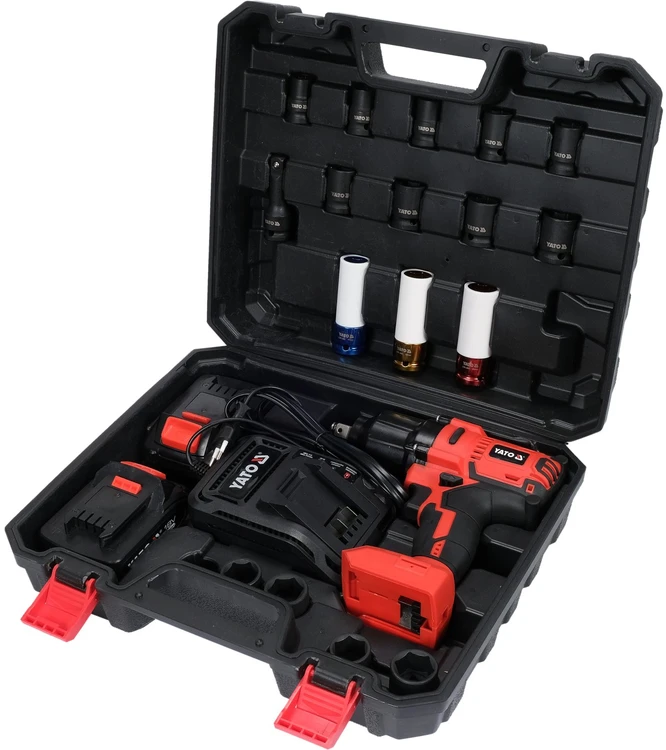 YATO Smūginis veržliasukis 18V LI-ION 1/2" 2x3,0Ah /Rinkinys 21elementów