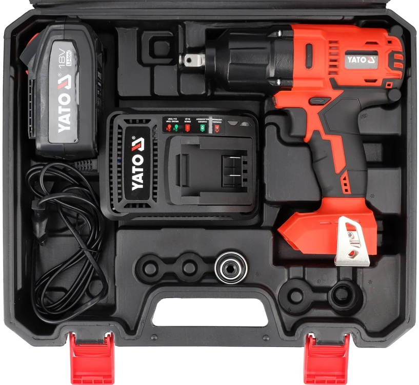 YATO Akumuliatorinis bešepetėlinis smūginis veržliasūkis YT-82806, Li-ion, 18V, 1x3.0 Ah, 700Nm, 1/2"