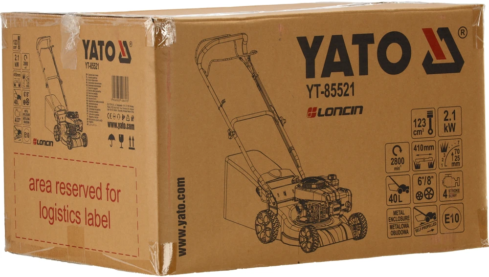 Yato 41 cm savaeigė benzininė vejapjovė, su 123 cm3 varikliu, vejapjovė su pavara, benzininė vejapjovė