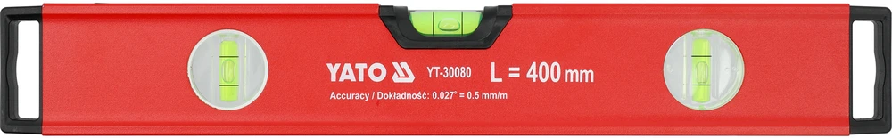 Yato Toya Sa Poland Gulsčiukas aliuminis | BOX level | 400 mm | su rankenėlėmis | 3 akutės (YT-30080)