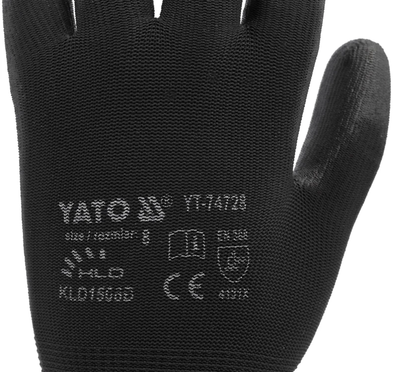 Yato „Toya Sa Poland“ PU dengtos nailono apsauginės pirštinės, 8 dydis (YT-74728)