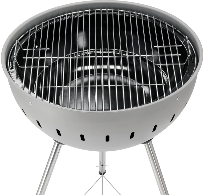 Toya Sa Poland Apvalus anglies grilis, lauko gaminimui, didelis 54 cm kepimo paviršius, nešiojamas sodo grilis, pilkas BBQ