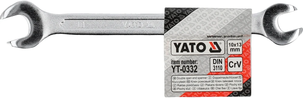 YATO KLUCZ PŁASKI 10 x 13mm, Z POLEROWANĄ GŁÓWKĄ /B 0332