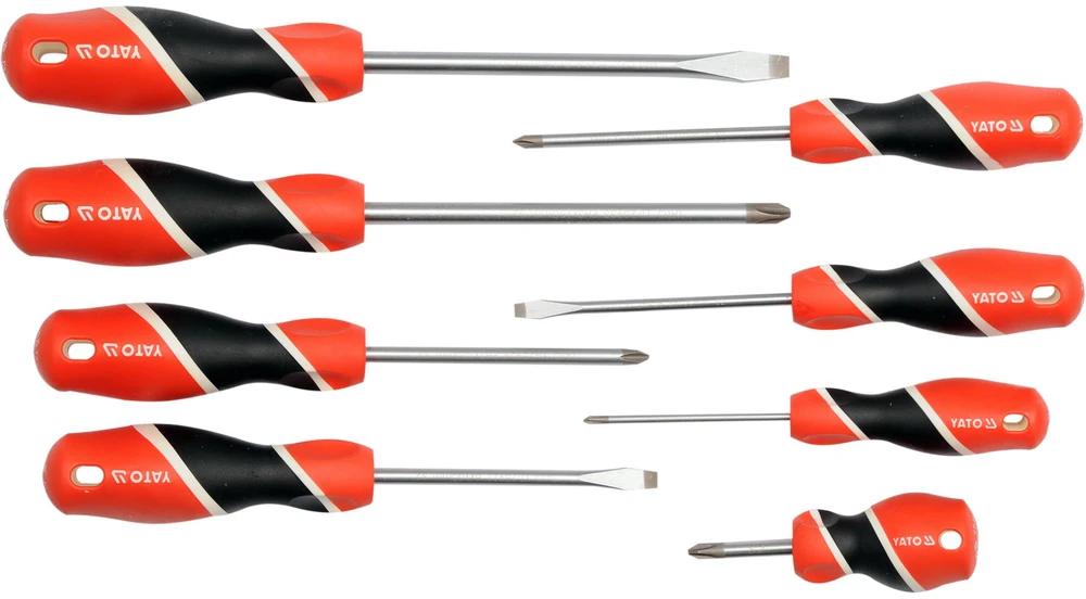 YATO SUKTUČIŲ RINKINYS 8 vnt. FLAT / CROSS S2 58 HRC 25966