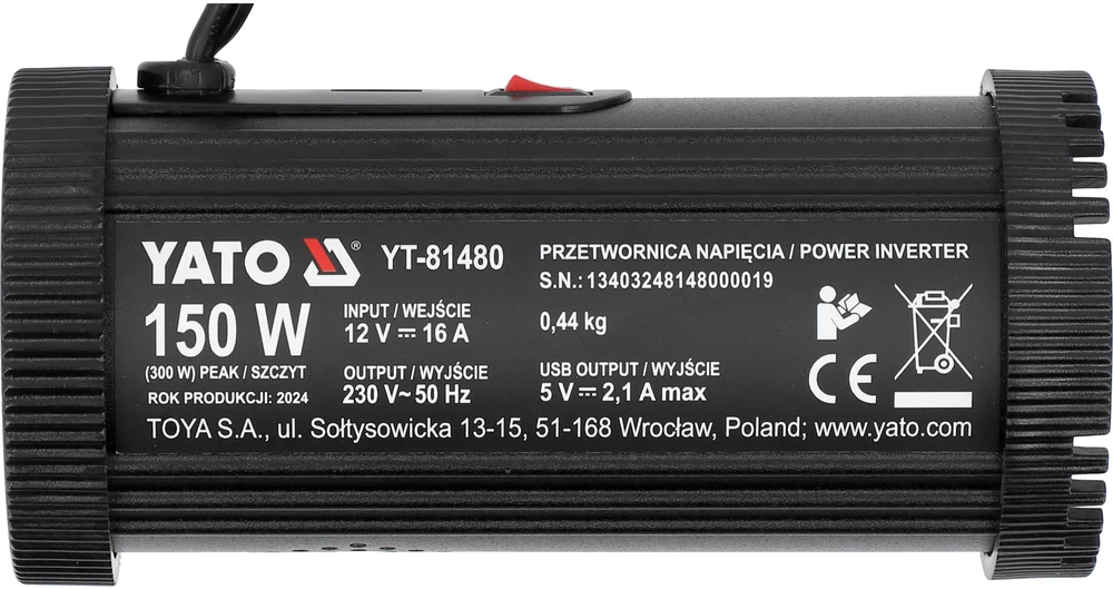 Yato AUTOMOBILIŲ ĮTAMPOS KEITIKLIS 12V/230V 150W