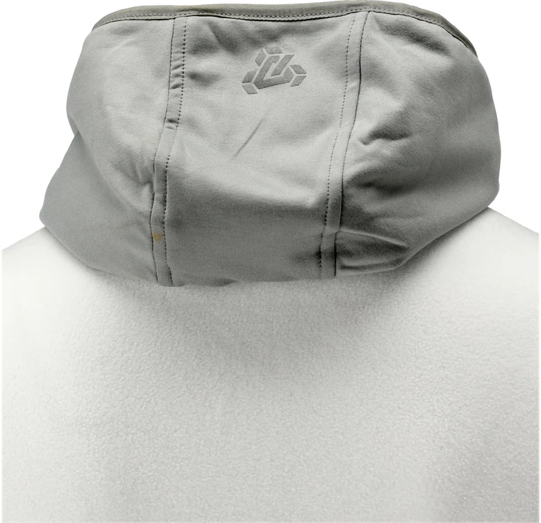 Yato Baltas fleece tipo džemperis su gobtuvu, 2 krypčių tampri medžiaga, darbo drabužiai, žieminė striukė, šiltas fleece, lauko džemperis