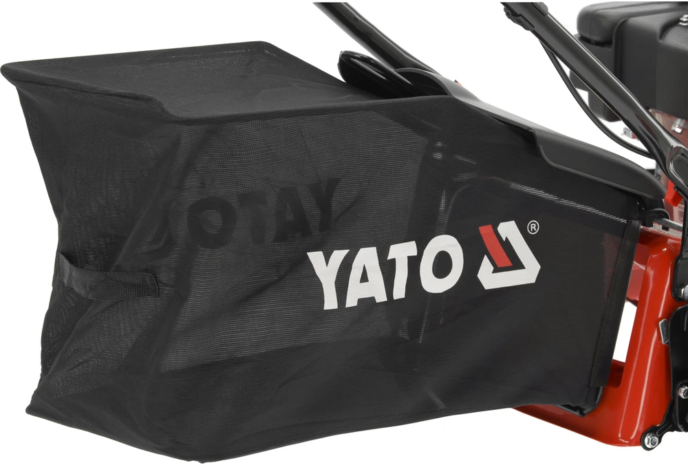 Yato Benzininė vejapjovė, 41 cm pjovimo plotis, galinis išmetimas, 123 cm³ variklis, mažiems ir vidutiniams sodams, lengvas aukščio reguliavimas