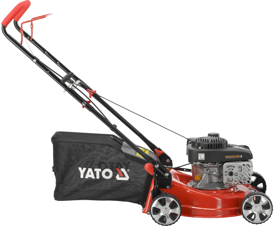 Yato Benzininė vejapjovė, 41 cm pjovimo plotis, galinis išmetimas, 123 cm³ variklis, mažiems ir vidutiniams sodams, lengvas aukščio reguliavimas