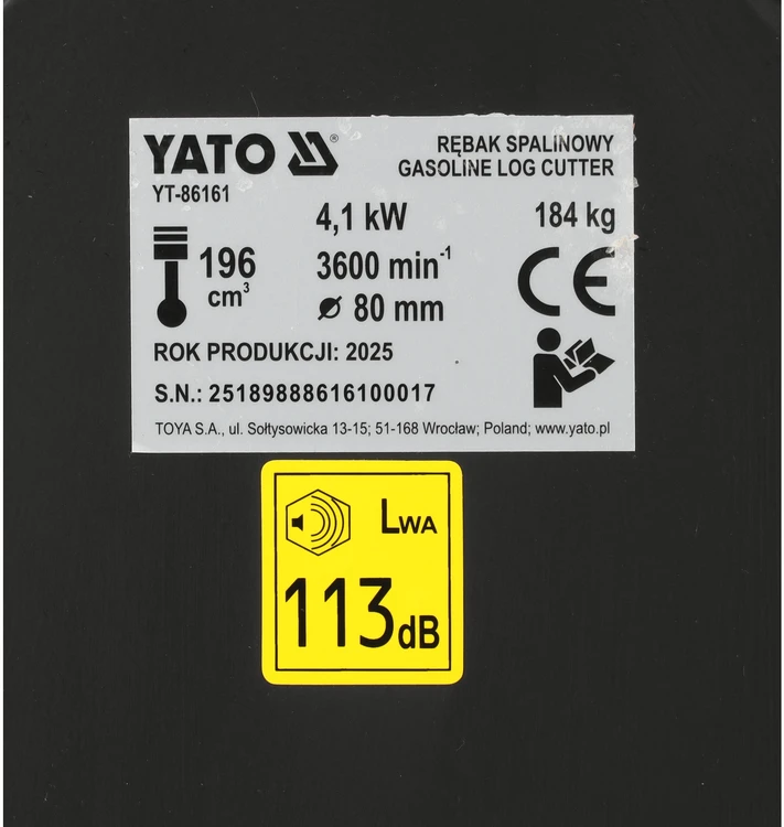 Yato RĘBAK/PRZECINARKA SPALINOWA DO GAŁĘZI DO FI 80MM, 6.5KM
