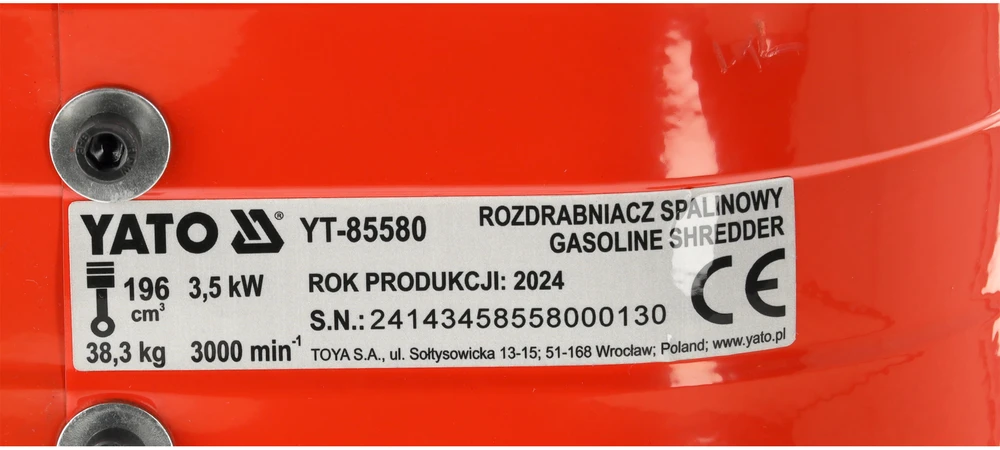 Yato Toya Sa Poland Benzininis šakų / augalų šiukšlių smulkintuvas | 196 cm3 (YT-85580)