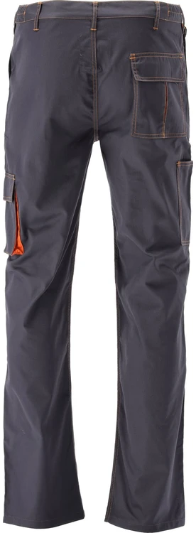 Yato Darbo kelnės, dydis L/XL, su penkiomis kišenėmis, pilkos ir oranžinės spalvos, skirtos apsaugai