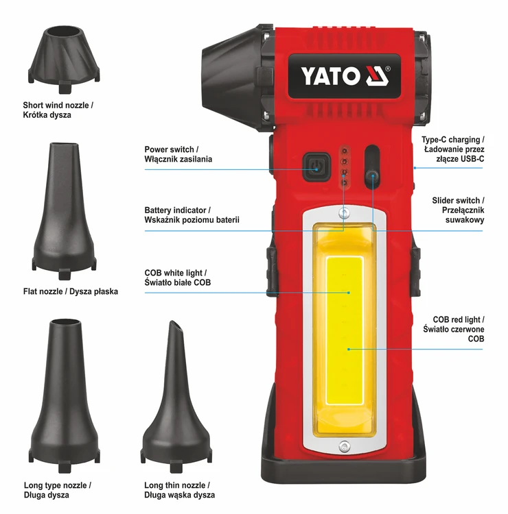 Toya Sa Poland Daugiafunkcis turbo oro pūstuvas | 110000 aps./min | 4000 mAh | LED COB (YT-82937)