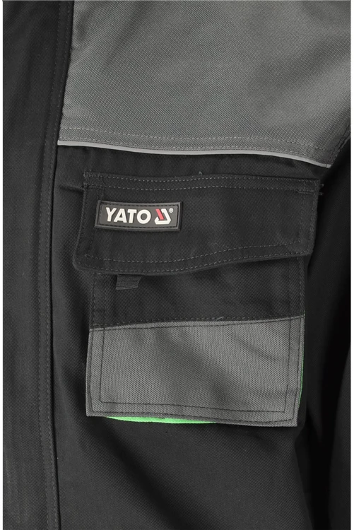 Yato Medvilninis darbo džemperis, dydis L/XL, su aštuoniomis kišenėmis, juodos, pilkos ir žalios spalvos, vyrams
