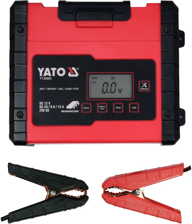 Yato Toya Sa Poland Pakrovėjas akumuliatoriams | 12 V mikroprocesorinis | 2A / 8A / 15A, LCD (YT-83003)