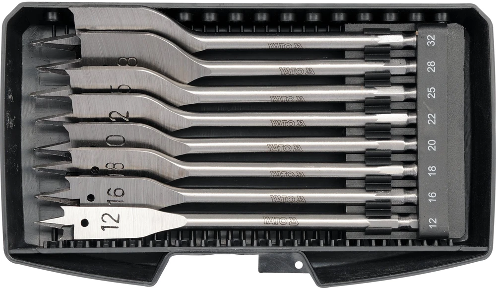Grąžtas YATO kastuvinių grąžtų rinkinys, 8 vnt., 12–32 mm