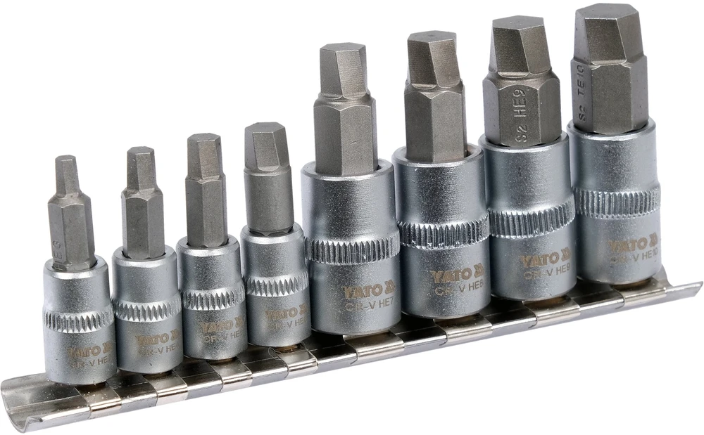 YATO KLUCZE SPIRALNE DO OBROBIONYCH ŚRUB 1/4"-3/8" kpl. 8el.