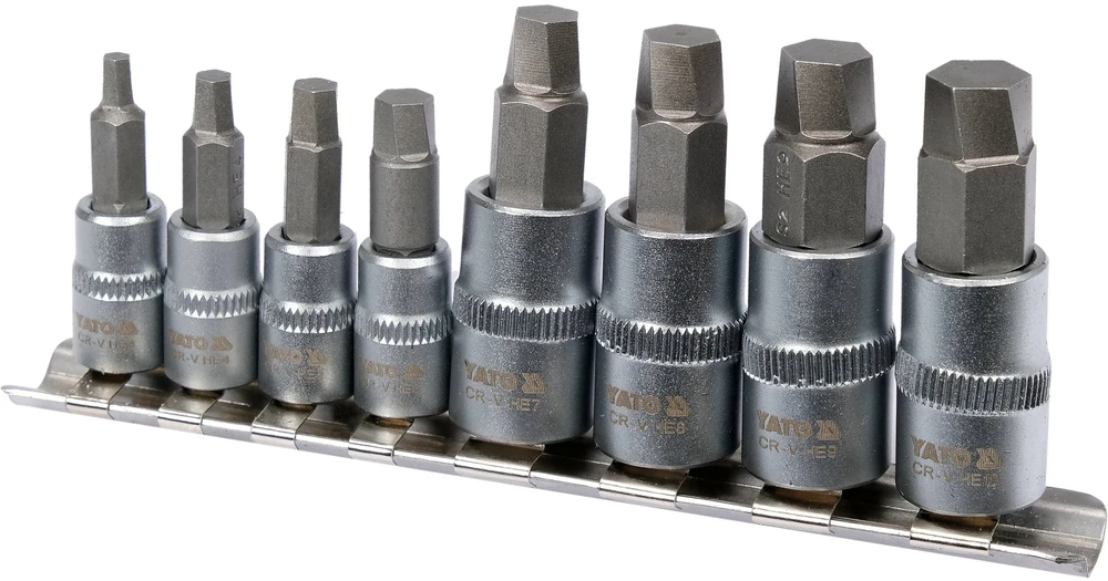 YATO KLUCZE SPIRALNE DO OBROBIONYCH ŚRUB 1/4"-3/8" kpl. 8el.