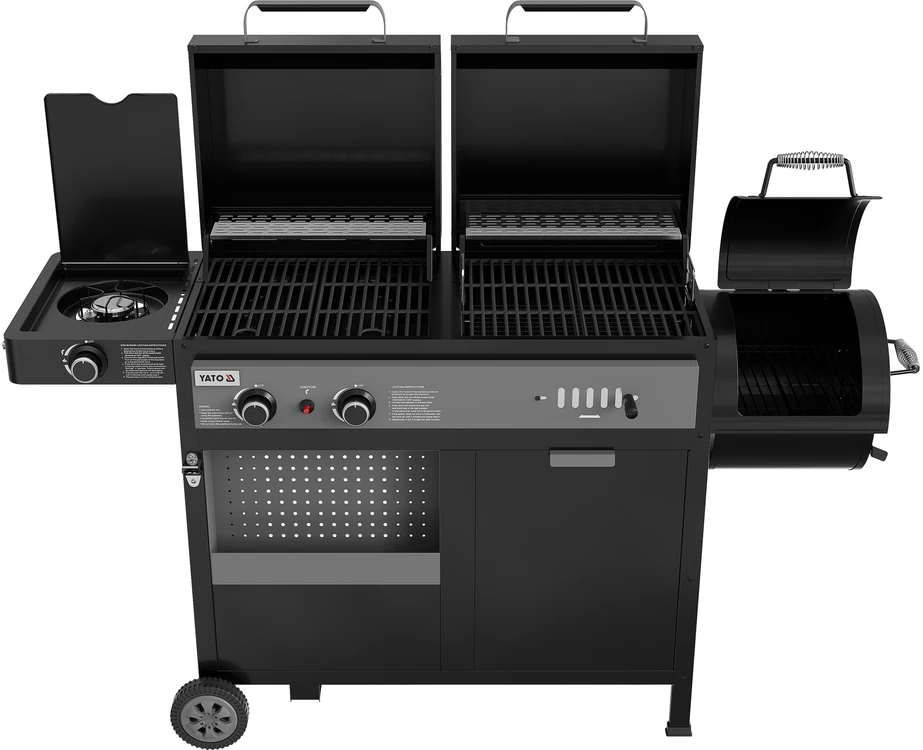 Gas- und Holzkohlegrill mit Smoker Yato YG-20038 juodas