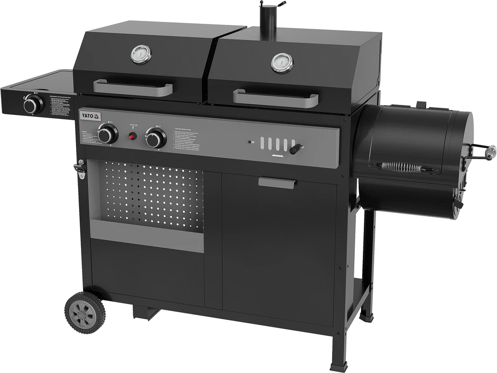 Gas- und Holzkohlegrill mit Smoker Yato YG-20038 juodas