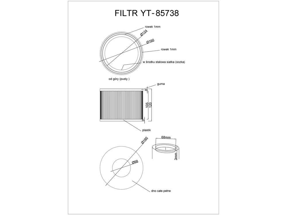 Hepa filtras dulkių siurbliui Yato YT-85738