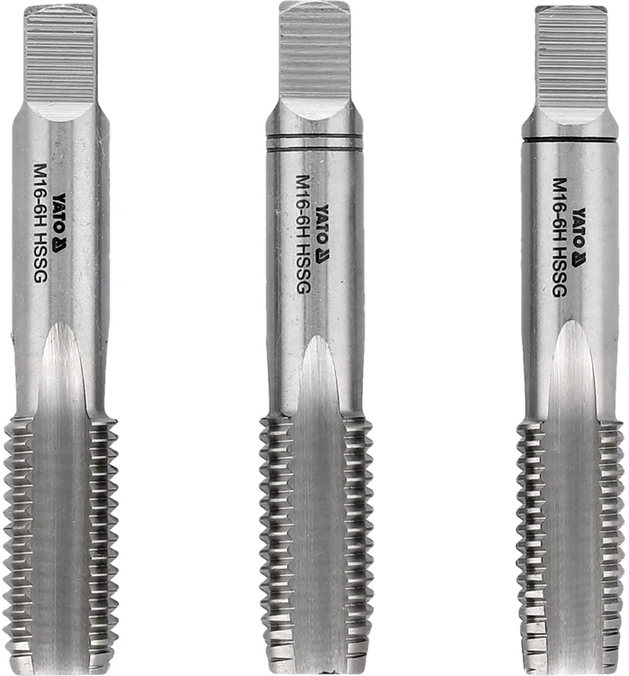 Yato Rankinių sriegiklių rinkinys HSS M2, M16, 3 vnt., metrinis sriegiklių rinkinys