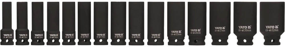 Smūginių sukimo galvučių komplektas Yato YT-1055; 1/2''; 10-32 mm; 15 vnt.