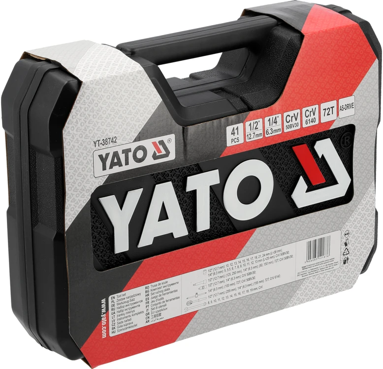 Yato Toya Sa Poland Galvučių ir įrankių rinkinys – profesionalus, AS-Drive – 1/4" ir 1/2", 41 vnt (YT-38742)