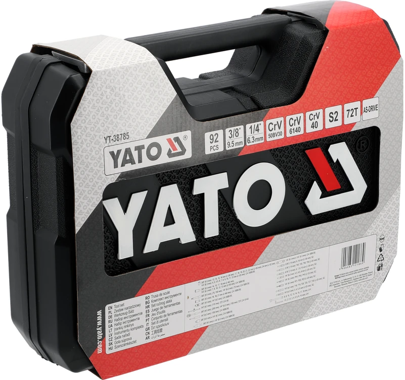 Yato Toya Sa Poland Galvučių ir įrankių rinkinys – AS-Drive, 72 dantų – 1/4" + 3/8", 92 vnt (YT-38785)