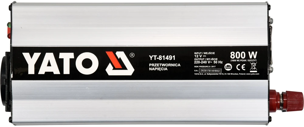 Yato Toya Sa Poland Automobilinis įtampos inverteris | 12/230V 800 W (YT-81491)
