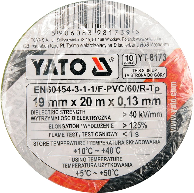 YATO IZOLIACINĖ JUOSTA 19mmx20m MIX/10vnt.