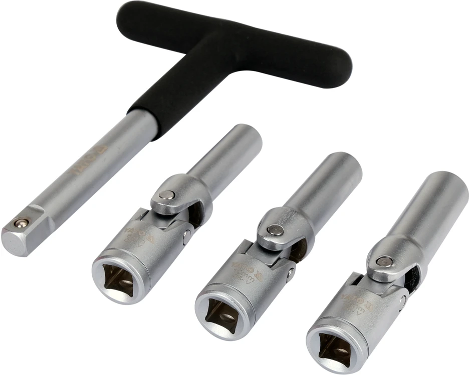 Toya Sa Poland Kaitinimo žvakių galvučių rinkinys – su kardano jungtimis – 3/8", 8–10 mm, 4 vnt (YT-05347)