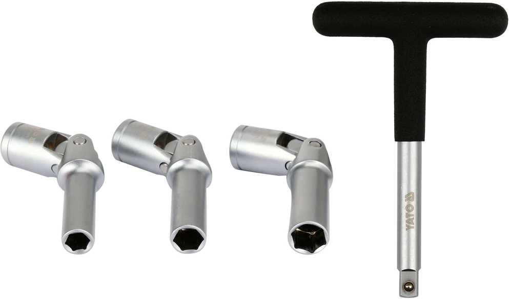 Toya Sa Poland Kaitinimo žvakių galvučių rinkinys – su kardano jungtimis – 3/8", 8–10 mm, 4 vnt (YT-05347)