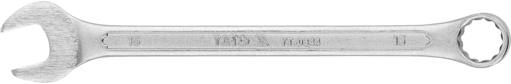 YATO KLUCZ PŁASKO-OCZKOWY 15mm, Z POLEROWANĄ GŁÓWKĄ 0344