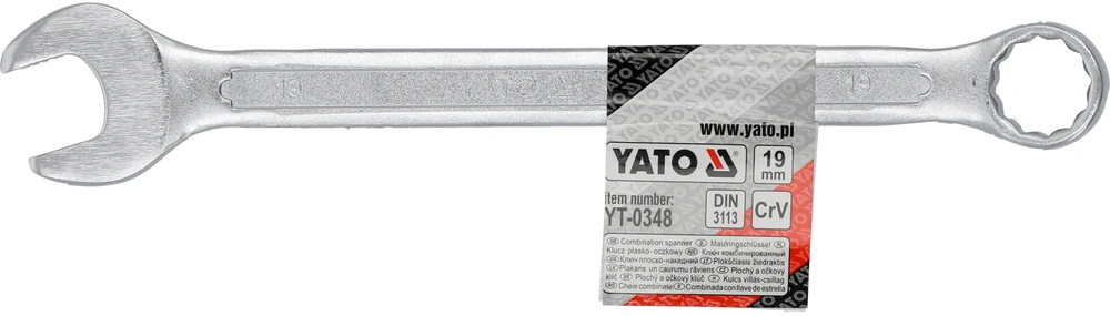 YATO KLUCZ PŁASKO-OCZKOWY 19mm, Z POLEROWANĄ GŁÓWKĄ 0348