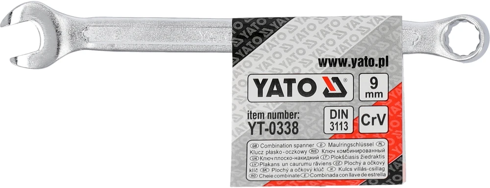 YATO KLUCZ PŁASKO-OCZKOWY 9mm, Z POLEROWANĄ GŁÓWKĄ 0338