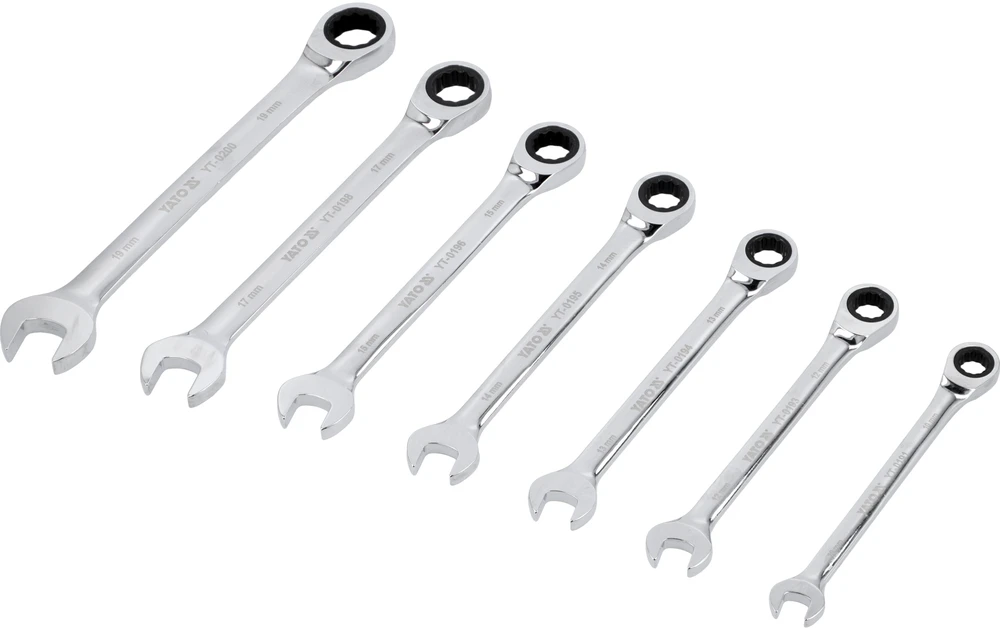 YATO kombinuotų terkšlinių raktų rinkinys 7vnt 10-19mm YT-0208