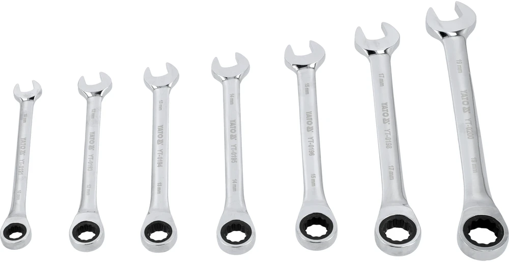 YATO kombinuotų terkšlinių raktų rinkinys 7vnt 10-19mm YT-0208
