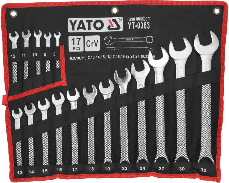 Kombinuotų veržliarakčių komplektas Yato YT-0363; 8-32 mm; 17 vnt.